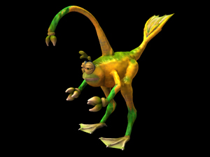 Mesma criatura da imagem anterior, mas agora em um modelo 3D criado em Spore