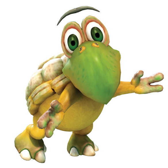 Renderização de uma criatura que parece os Koopas, as tartarugas inimigas do Super Mario.