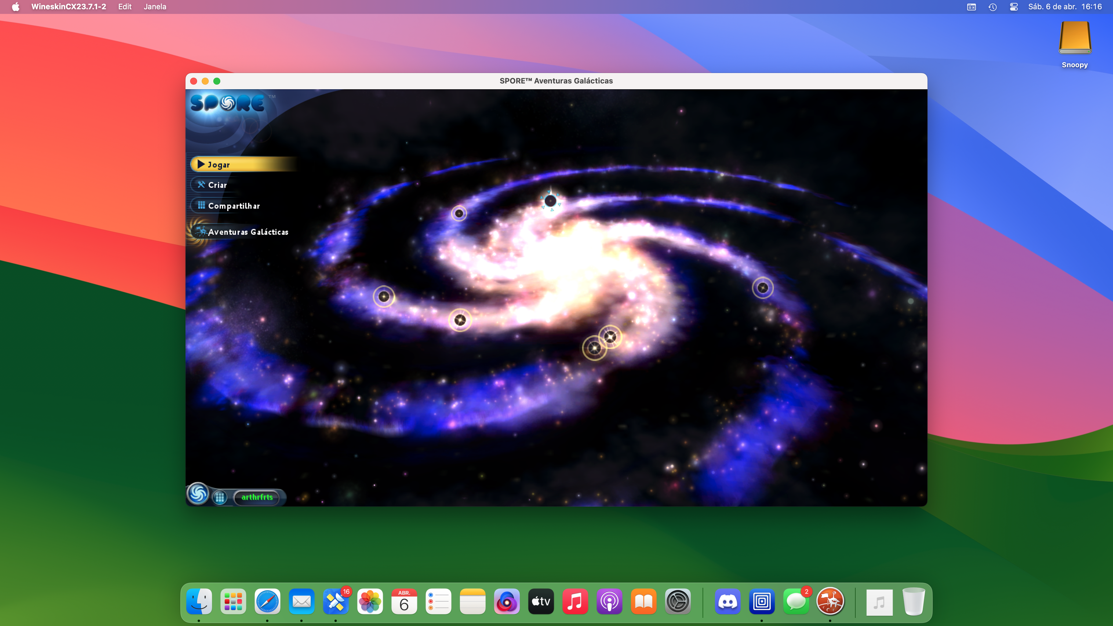 Spore executando no macOS Ventura